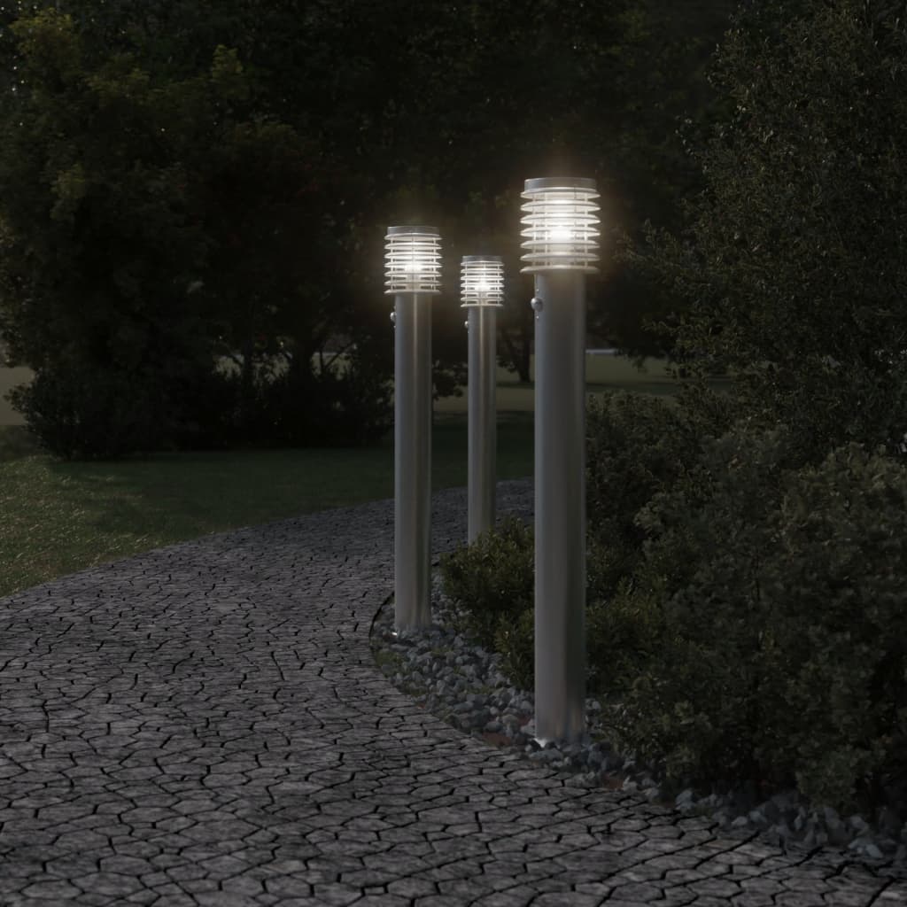 Vidaxl Außenböden 3 ST mit Sensoren 110 cm Edelstahl Silber