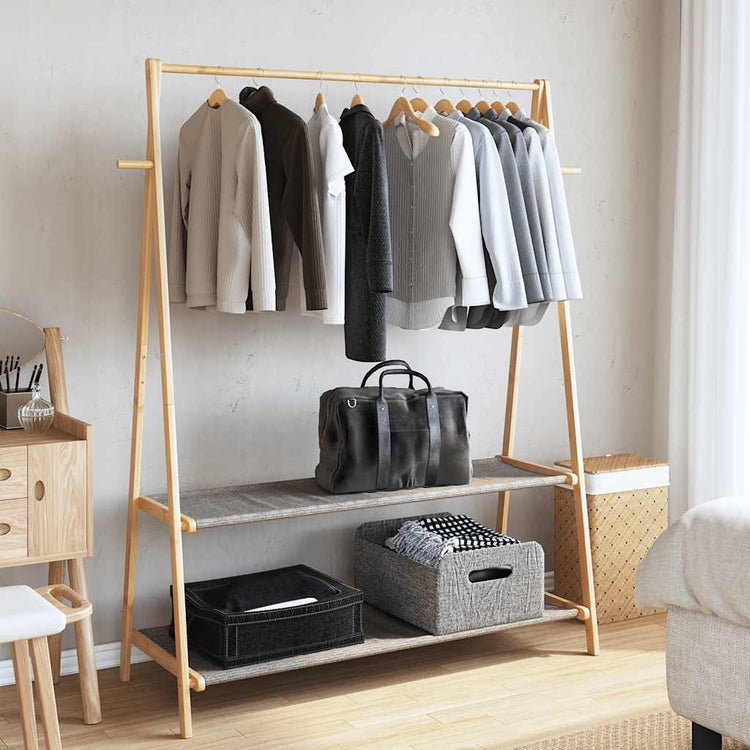 VIDAXL -Kleidung Rack mit Regalen 132x45.5x150,5 cm Bambus