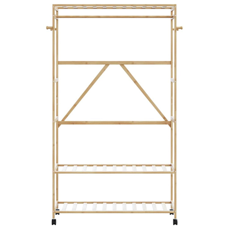 Vidaxx Kleiderständer mit Regalen und Rollen 110x40x180 cm Bambus