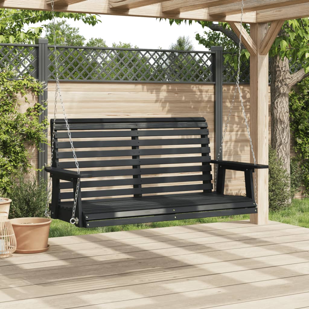 Vidaxl Garden Swing Bank mit Metallketten feste Kiefernholz schwarz