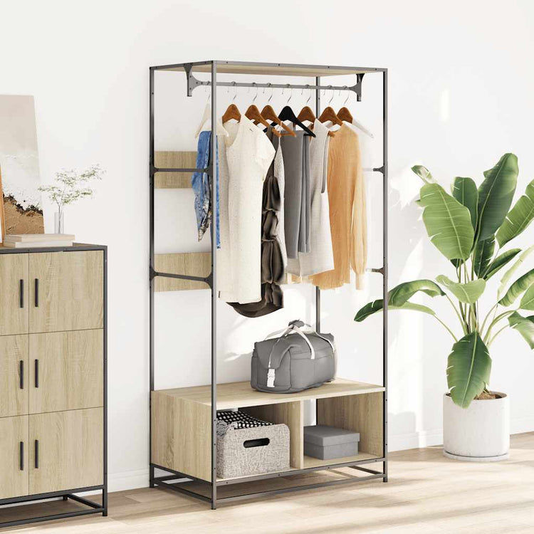 VIDAXL -Garderobe 90x50x180 cm Propertiertes Holz Sonoma Eiche gefärbt
