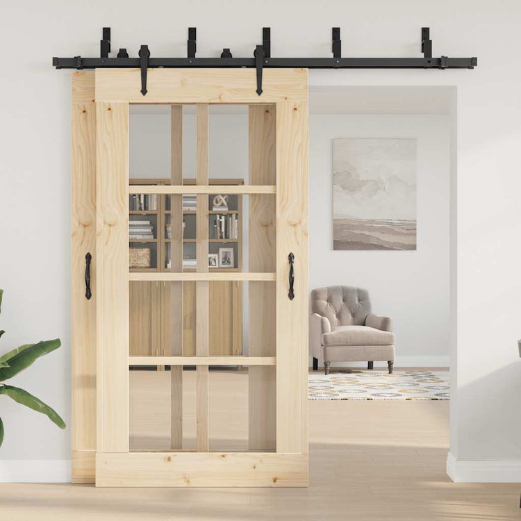 Vidaxxl Box mit Teilen für Schiebetür 213,5 cm Stahl schwarz