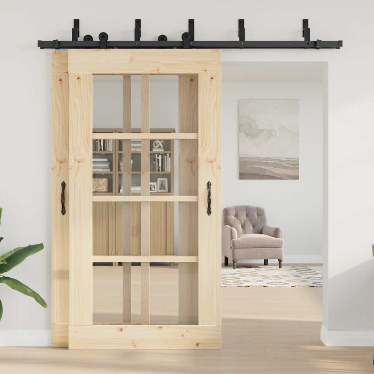 Vidaxxl Box mit Teilen für Schiebetür 213,5 cm Stahl schwarz