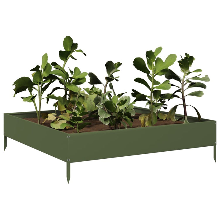 VIDAXL -Pflanzer erhoben 100x100x26 cm Stahl Olivengrün