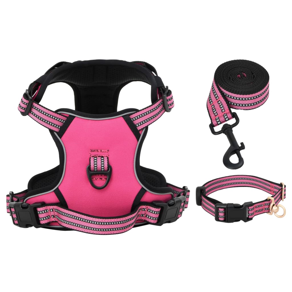 Vidaxl Hundeband mit Gürtel und Kragen verstellbar m Pink