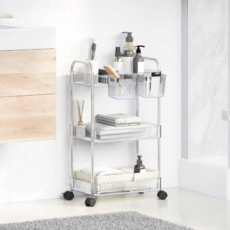 VIDAXL-Speichertrolley 3-Layer 37x28x68 cm Acryltransparent