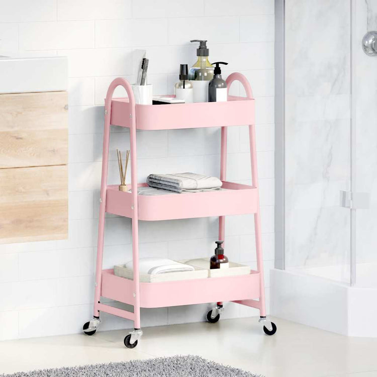Vidaxl Storage Trolley 3-Layer 42x41.5x77 cm Stahlrosa