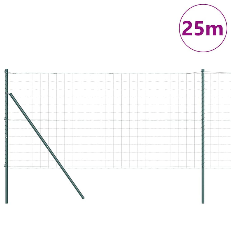 Vidaxxl Zaun mit Pfosten grün 1 x 25 m Stahl