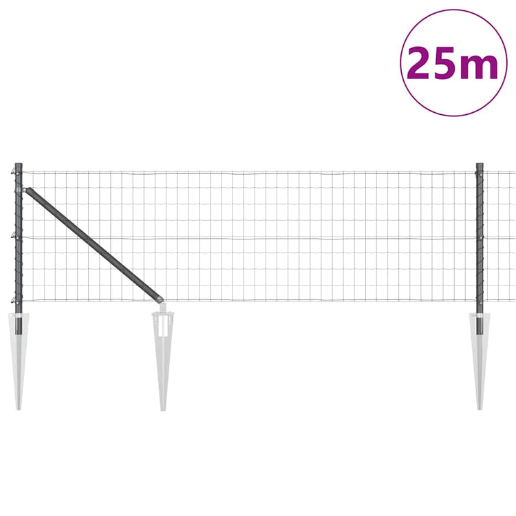 Vidaxl-Zaun mit Pfosten grau 0,4 x 25 m aus Stahl und PVC
