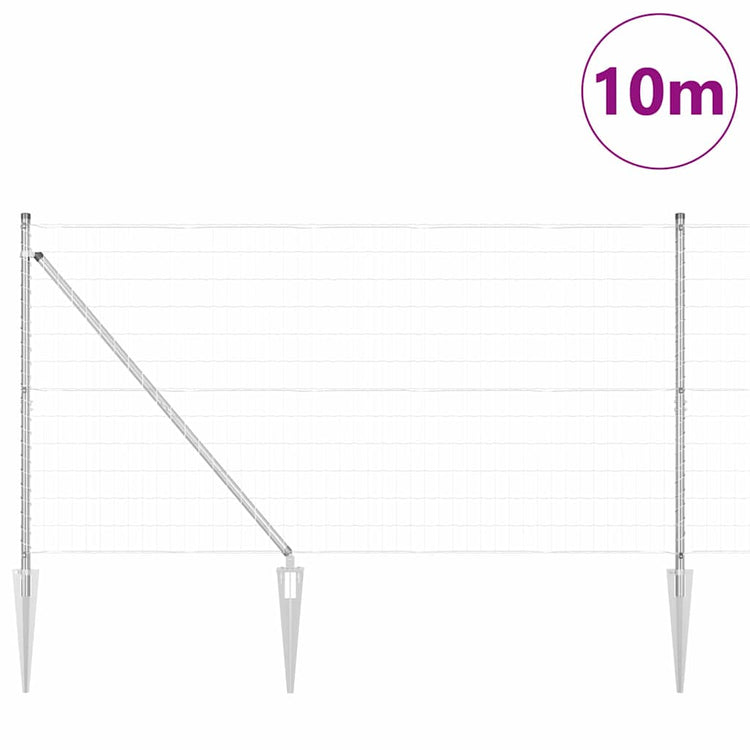 Vidaxxl Zaun mit Pfosten Silber 1,4 x 10 m Stahl
