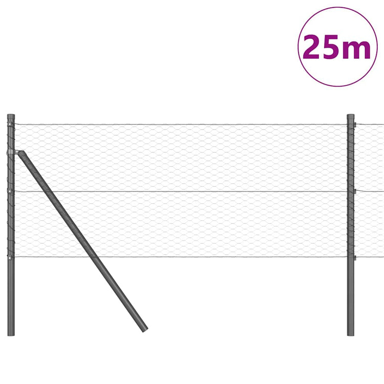 Vidaxl Zaunpfosten grau 25 x 0,6 m (25 mm Maschenweite) Stahl und PVC