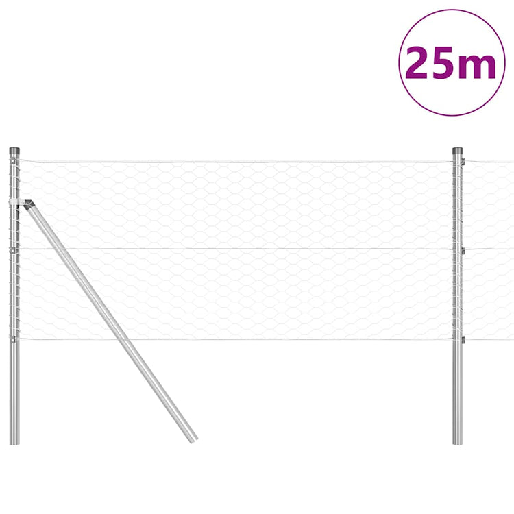 Vidaxl Zaunpfahl Silber 25 x 0,6 m (36 mm Maschenweite) Stahl