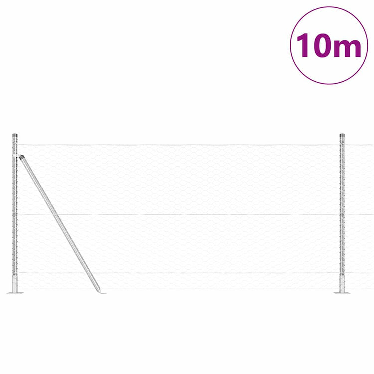 Vidaxl Zaunpfahl Silber 10 x 1 m (36 mm Maschenweite) Stahl