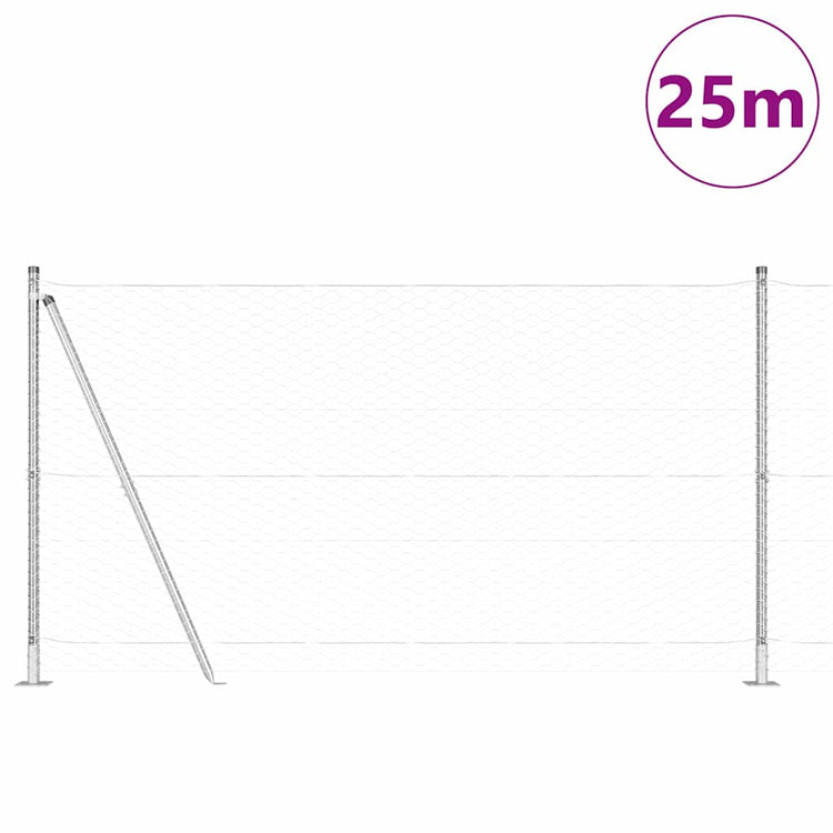 Vidaxl Zaunpfahl Silber 25 x 1,2 m (36 mm Maschenweite) Stahl