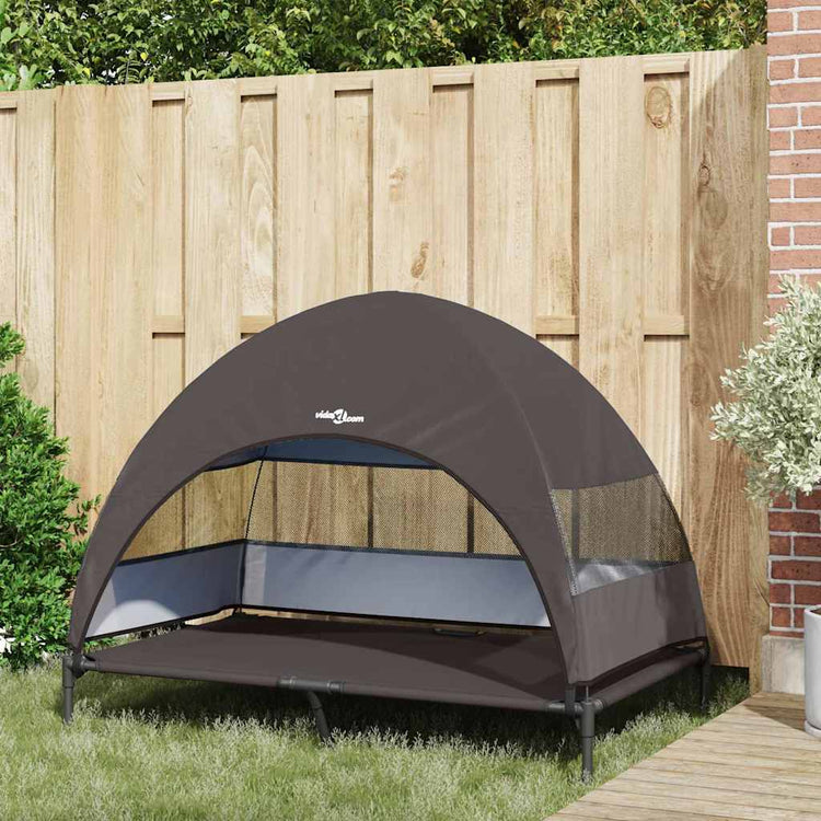 Vidaxx erhöhtes Hundebett braun 127 x 81 x 108 cm Stoff und Stahl