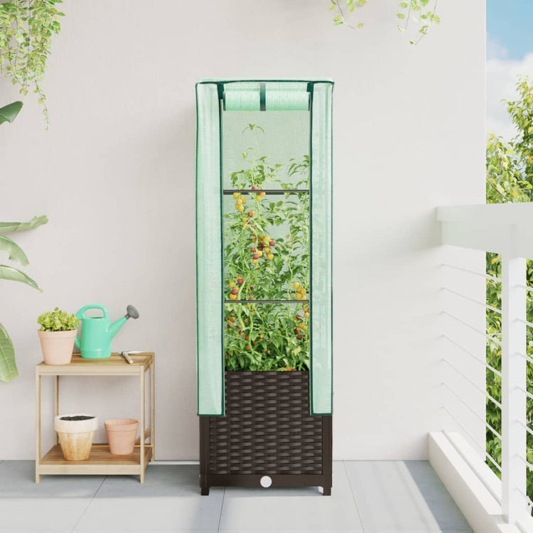 Vidaxl -Pflanzer mit Kashoes 40x40x139 cm Rattanlook