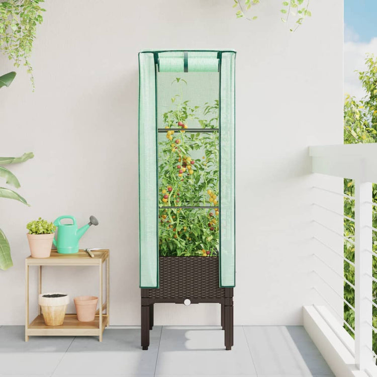 VIDAXL -Pflanzer mit Kashoes 40x40x140 cm Rattanlook erhoben