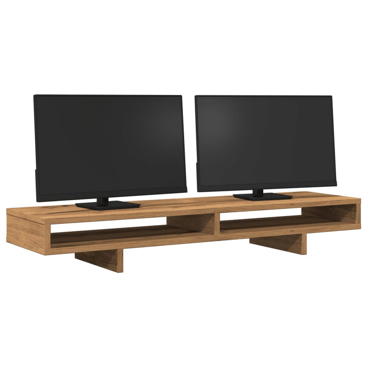 VidaXL-Monitorständer 100 x 27 x 15 cm, handgefertigtes Holz, handgefertigte Eiche