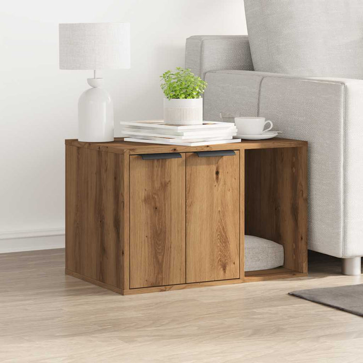 Vidaxxl Katzentoilette 60x40x40 cm aus handgefertigtem Holz, handwerklich eichenfarben