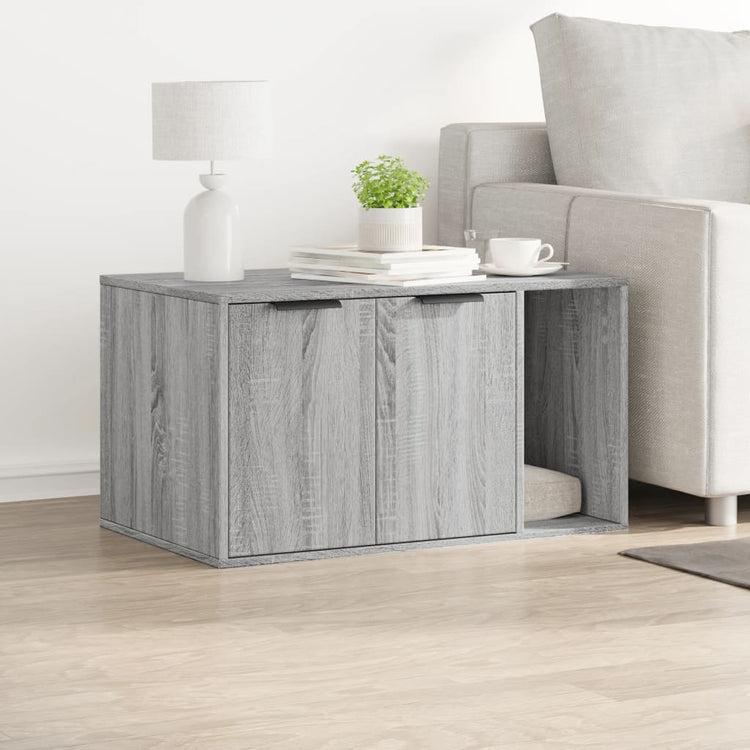 Vidaxxl Katzentoilette 80x50x45 cm, Holzwerkstoff, Farbe Sonoma-Eiche, Grau