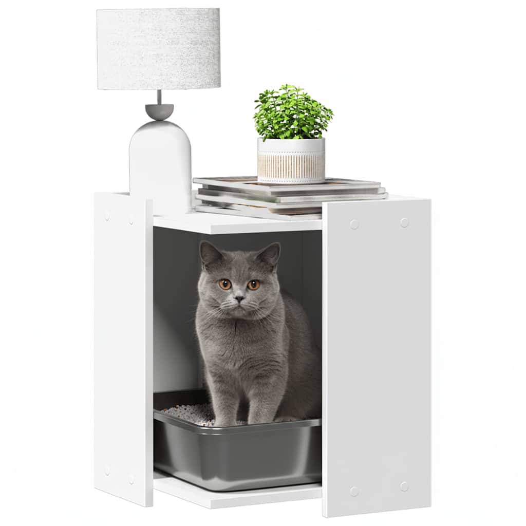 Vidaxl Kattenbakkast 42x42x51 cm verarbeitetes Holz weiß