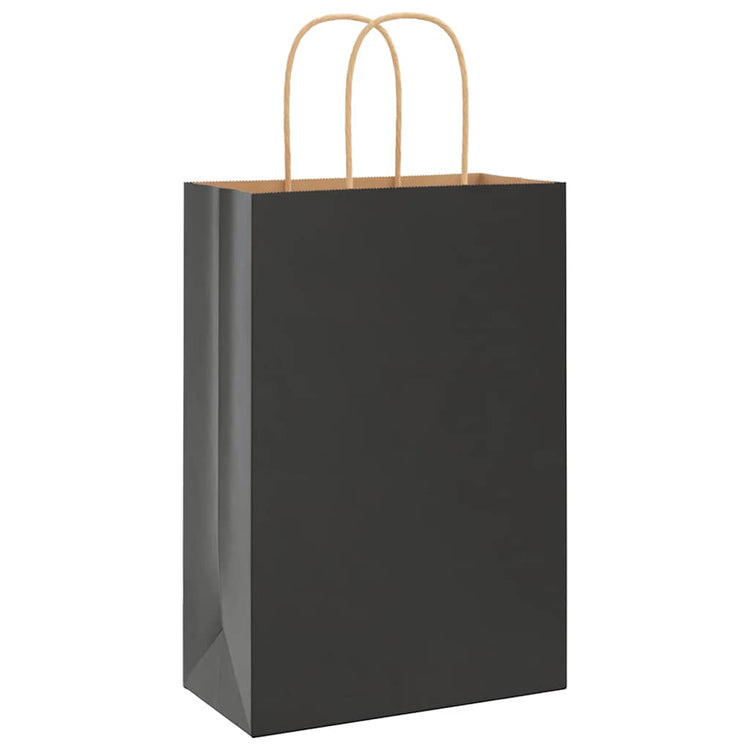 VidaXL Papiertüten 250 Stück mit Griffen 21x11x31 cm schwarz