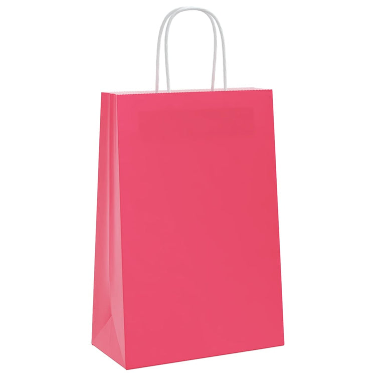 VidaXL Papiertüten 250 Stück mit Griffen 21x11x31 cm rosa