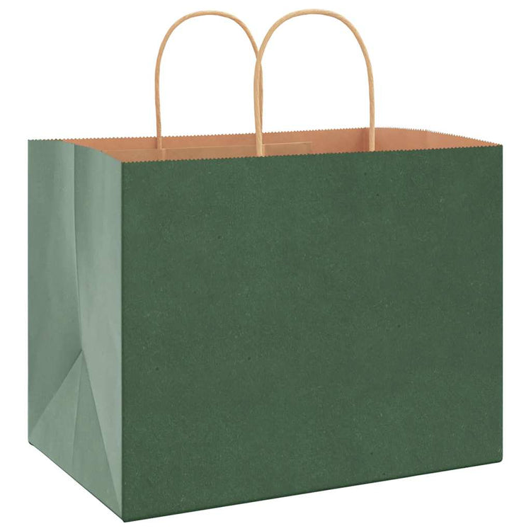 VidaXL Papiertüten 250 Stück mit Griffen 32x22x24 cm grün