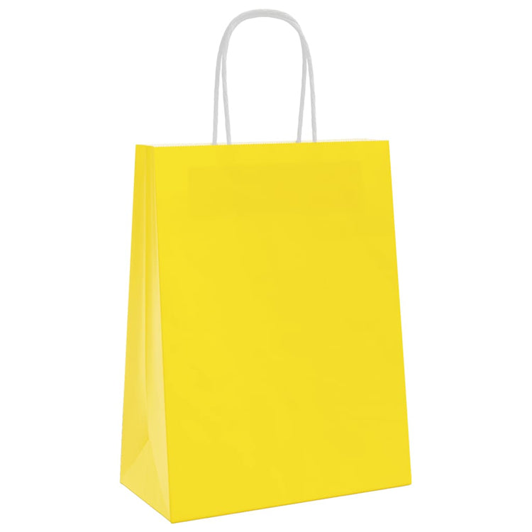 VidaXL Papiertüten 250 Stück mit Griffen 21x11x28 cm gelb