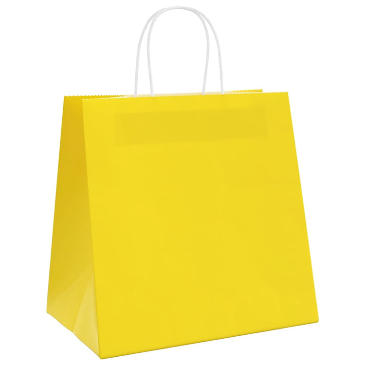 VidaXL Papiertüten 250 Stück mit Griffen 26x17x25 cm gelb