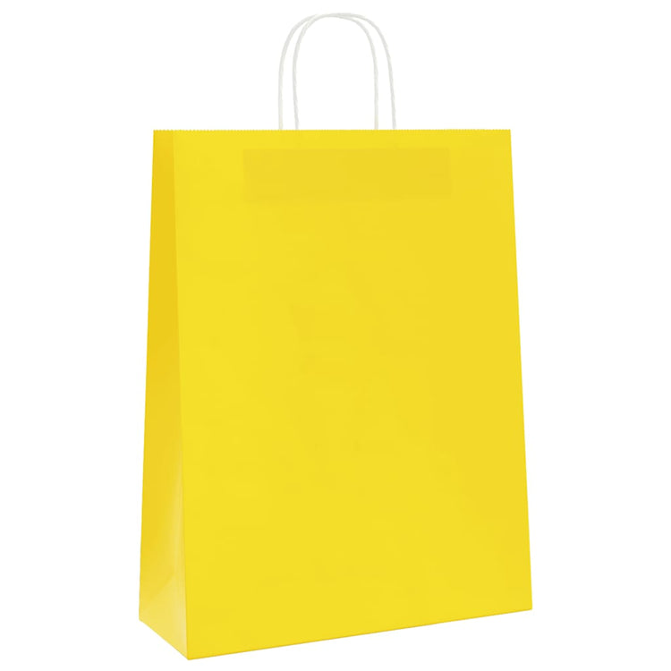 VidaXL Papiertüten 250 Stück mit Griffen 32x12x42 cm gelb