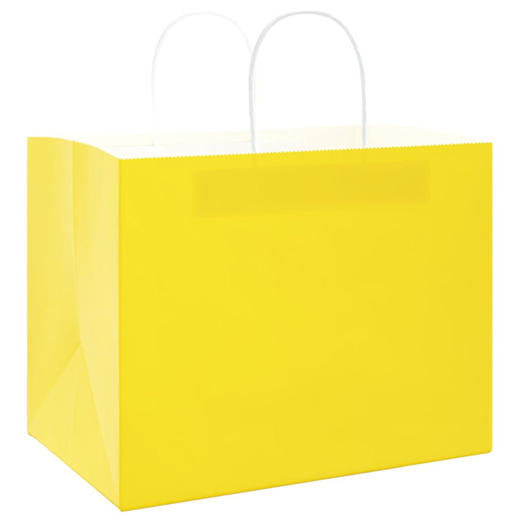 VidaXL Papiertüten 250 Stück mit Griffen 32x22x24 cm gelb