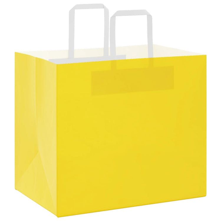 VidaXL Papiertüten 250 Stück mit Griffen 32x22x28 cm gelb
