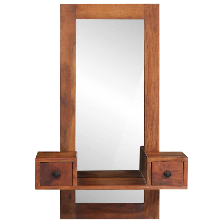 Vidaxl -Wandspiegel mit Schubladen 60x33x90 cm Festes Akazieholz