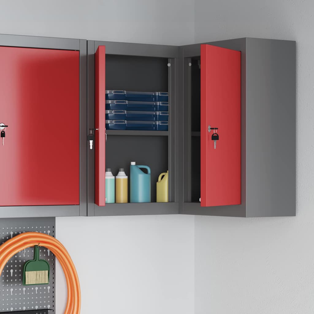 Vidaxxl Werkzeugschrank mit Regal rot und grau 55 x 55 x 55 cm
