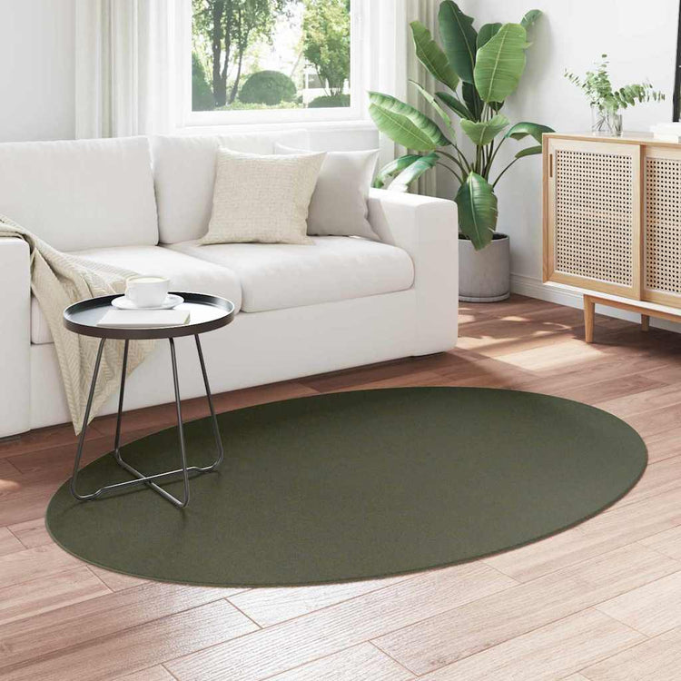 Vidaxl Teppiche oval Huarte Waldgrün 170 x 120 cm 100 % Polyester