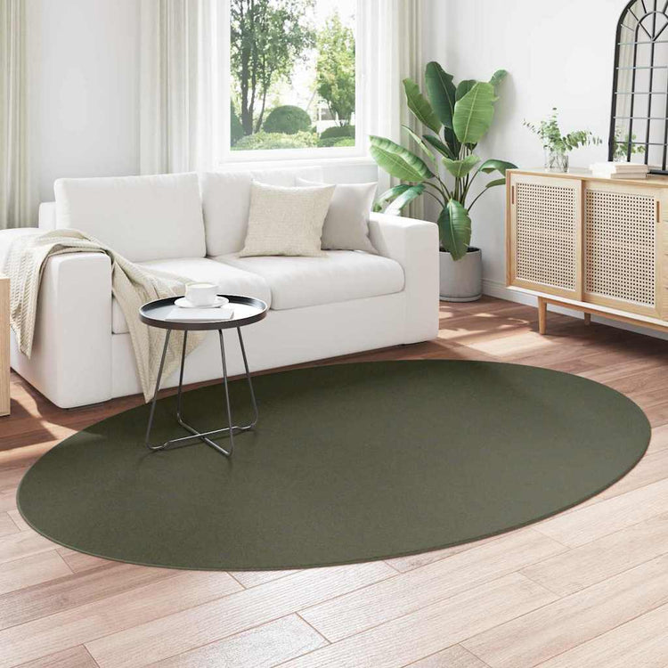 Vidaxl Teppiche oval Huarte Waldgrün 160 x 230 cm 100 % Polyester