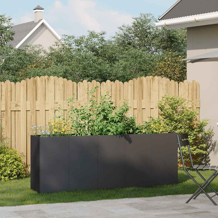 Vidaxx Pflanzgefäß 200x40x80 cm kaltgewalzter Stahl schwarz