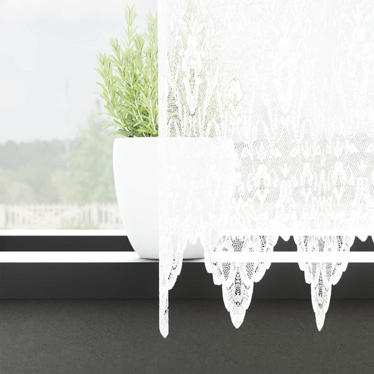 Vidaxx Spitzenvorhang mit Vorhängen Blumen weiß 100 x 1200 cm Polyester