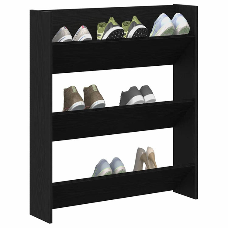 VidaXL Schuhschrank mit Regal Eiche schwarz 80 x 18 x 90 cm Holzwerkstoff