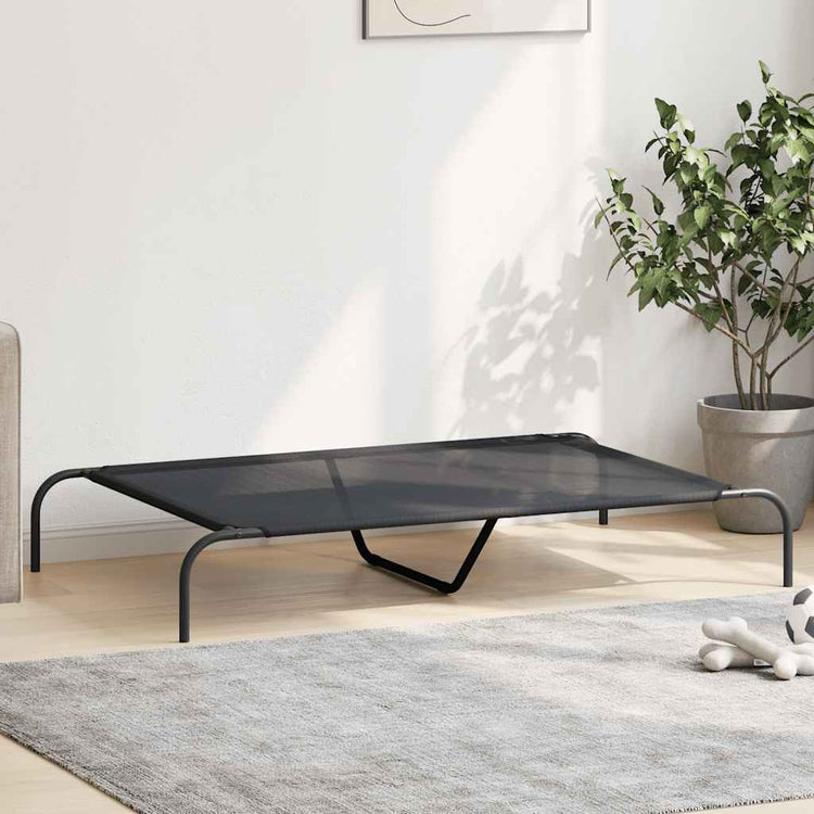 Vidaxx Hundebett erhöht 130x80x20 cm Textil und Stahl schwarz