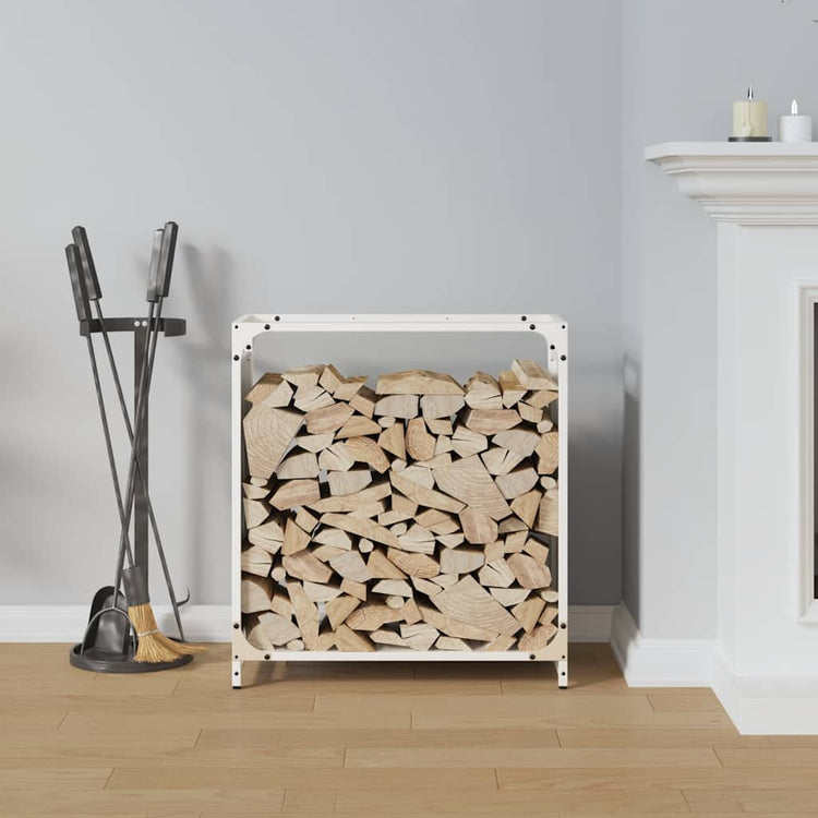 Vidaxx Kaminholzregal 60x28x65 cm kaltgewalzter Stahl weiß