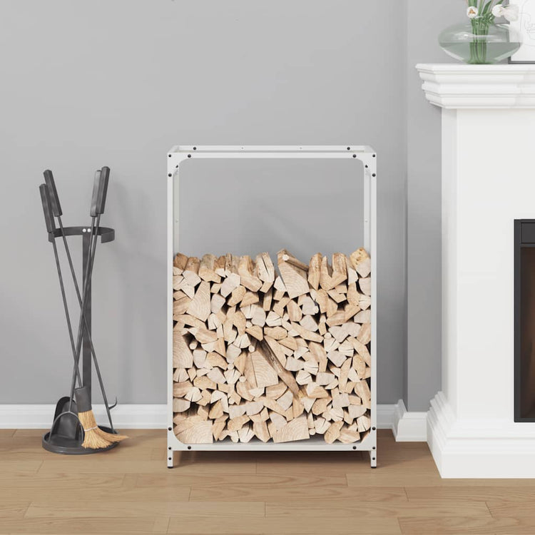 Vidaxx Kaminholzregal 60x28x90 cm kaltgewalzter Stahl weiß