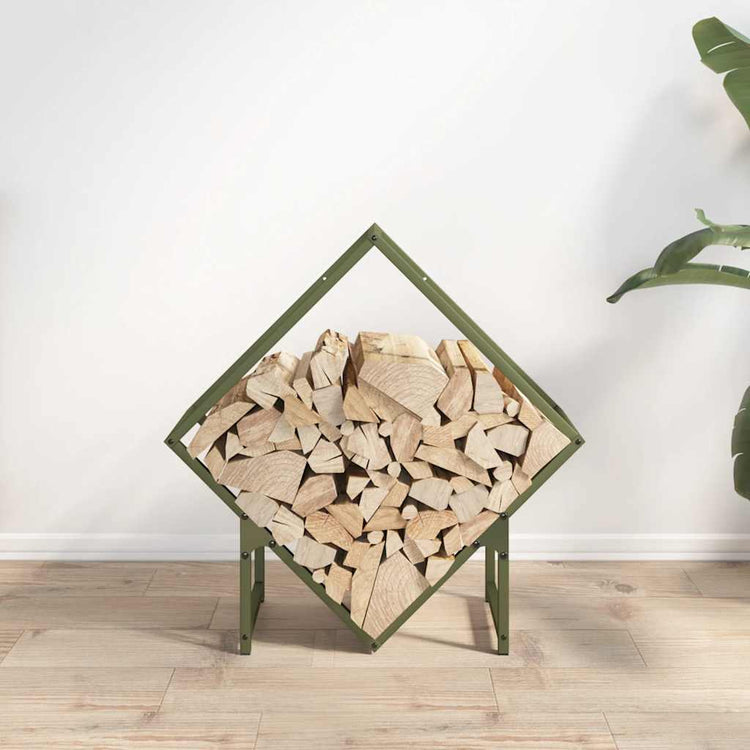 Vidaxx Kaminholzregal 60x25x60 cm kaltgewalzter Stahl olivgrün