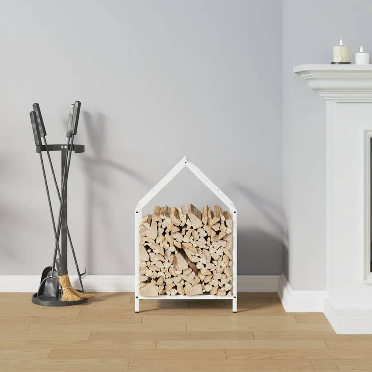 Vidaxx Kaminholzregal 40x25x60 cm kaltgewalzter Stahl weiß