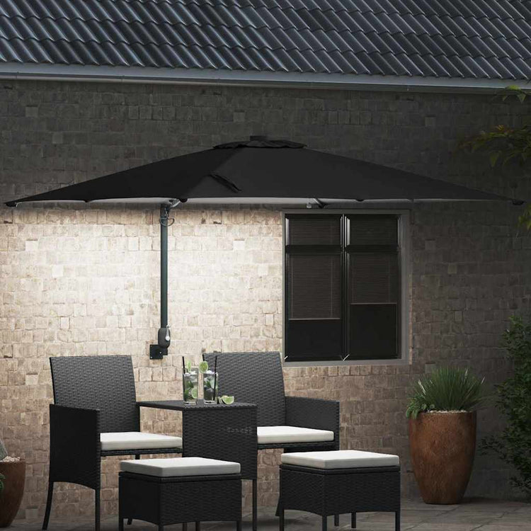 Vidaxxl Gartensonnenschirm schwarz 248,5 x 247,5 x 160 cm Polyester und Stahl