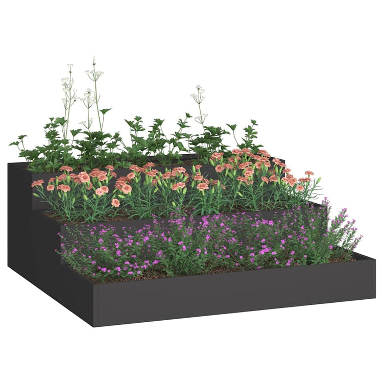 Vidaxl Gartenblumentopf schwarz 90 x 90 x 35 cm kaltgewalzter Stahl