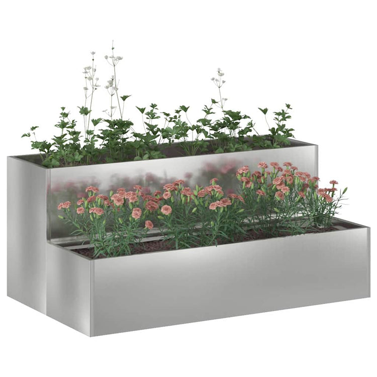 Vidaxl Gartenblumentopf Silber 100 x 60 x 45 cm verzinkter Stahl