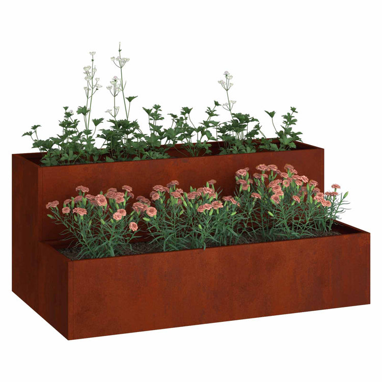 Vidaxl Gartenblumentopf rostig 100 x 60 x 45 cm Cortenstahl