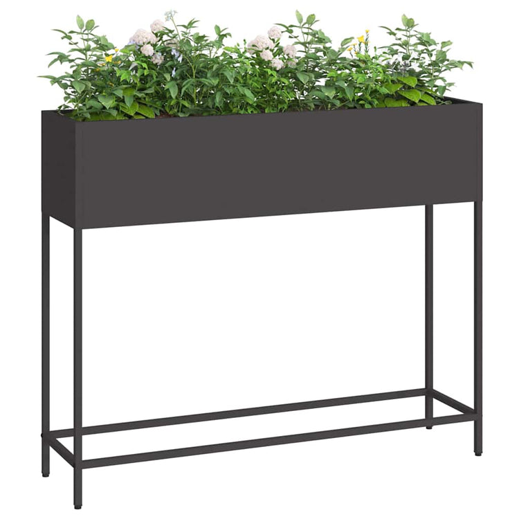 Vidaxxl erhöhter Gartenpflanzer schwarz 100 x 26 x 82 cm Stahl